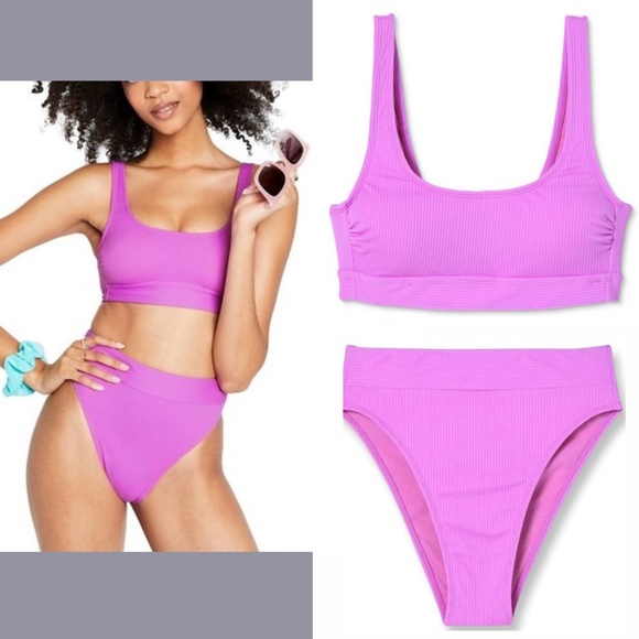 NWT Stoney Clover Lane x Target [ XS ] Bikini Top High Waist Ribbed‎ Bottom - Picture 1 of 14